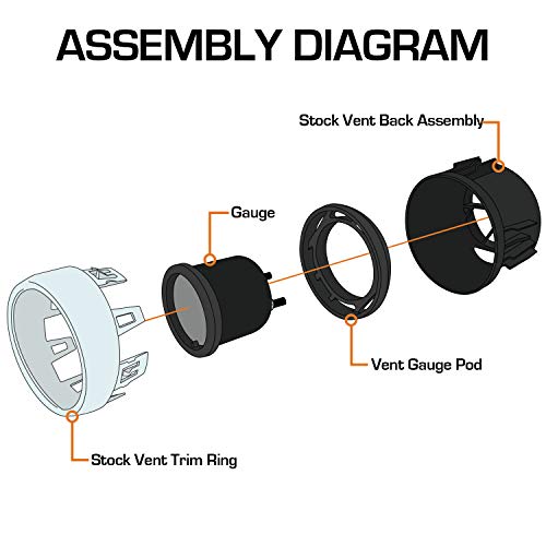 GlowShift Black Single Air Vent Gauge Pod Fits Ford Mustang 2015-2021