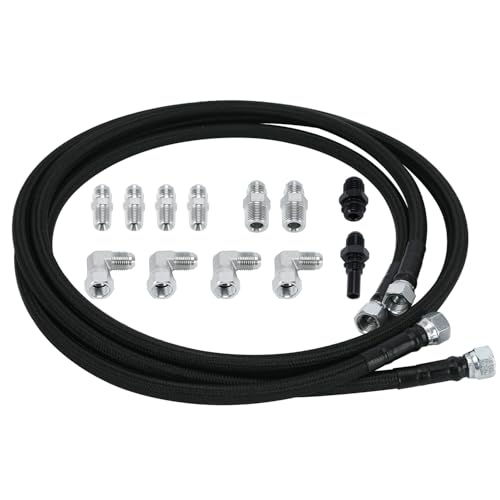 6AN 70" Transmission Fluid Oil Cooler Hose Line kit for GM Chevy Transmission 4L80E TH350 TH400 4L60E 700R4 200-4R TR6060 Ford AOD 4R100 4R70W and C5 Stainless Steel Braided PTFE Hose