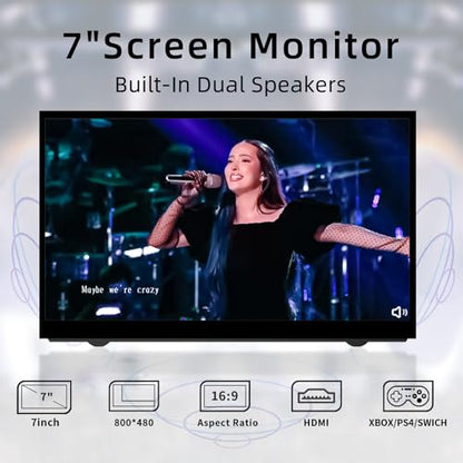HAMTYSAN Upgraded Version 7'' Raspberry Pi Screen HDMI Monitor 800x480 LCD Screen Mini Small Monitor for Raspberry Pi 4/3/2/Zero/B/B+ Win11/10/8/7 (Non-Touch), Dual Speakers, Driver Free