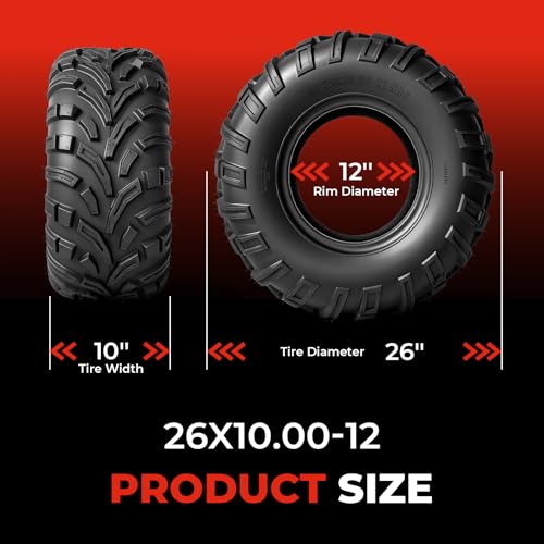 ATV UTV Tires 26x10-12,6-Ply Tubeless Tires,Directional,Set of 2 - size: 26x10-12