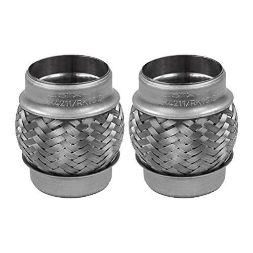 Exhaust Flex Pipe 2.5" Inlet 4" Length Heavy Duty Stainless 2 Pack - size: 2.5"x4"-2 Pack