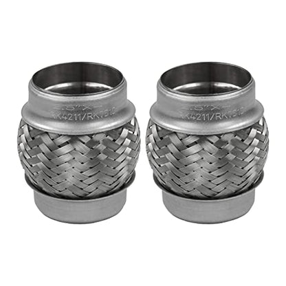Exhaust Flex Pipe 2.5" Inlet 4" Length Heavy Duty Stainless 2 Pack - size: 2.5"x4"-2 Pack