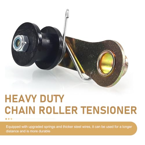 Chain Roller Tensioner, Heavy Duty Iron Rust-Proof Chain Sprocket Guide with Spring, Motorcycle Chain Adjustment Accessory, Compatible with 110cc 125cc 140cc Dirt Pit ATV Mini Bike (Black)