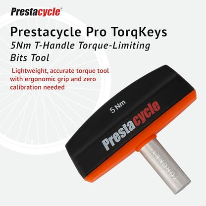Prestacycle Pro TorqKeys 5Nm T-Handle Torque Limiting Tool – Torque Wrench Bit with Ergonomic Low-Profile Grip, Magnetic 1/4" Hex Bit Retention, Durable Zinc Shaft - size: 5Nm