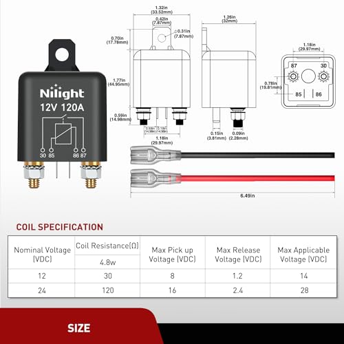 Nilight 2PC 12V 120A 4 Pin SPST Starter Relay W/Copper Lugs for Car RV - color: 120A-2PC