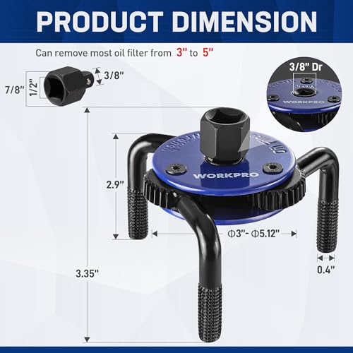 WORKPRO Magnetic Adjustable Oil Filter Wrench - color: Navy/Black