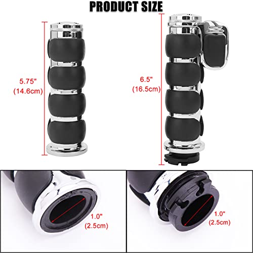 DREAMIZER Universal Motorcycle Hand Grips with Black Non-Slip Rubber for Harley Honda Yamaha Suzuki Kawasaki - color: Chrome#1