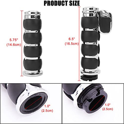 DREAMIZER Universal Motorcycle Hand Grips with Black Non-Slip Rubber for Harley Honda Yamaha Suzuki Kawasaki - color: Chrome#1