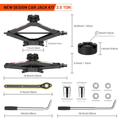 IMAYCC Car Jack Kit 2.5 Ton,Scissor Car Jack, Portable Tire Changing Kit for Car SUV MPV - color: Gray