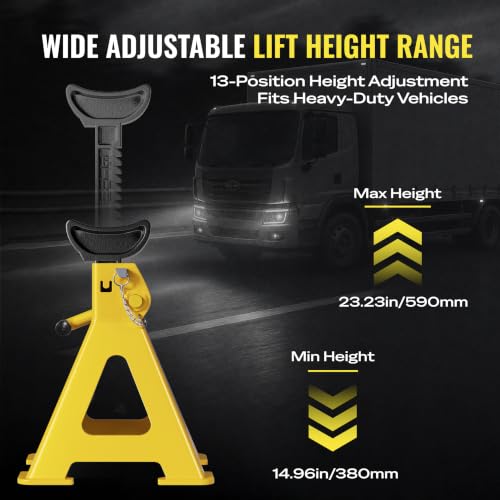AUTOWN Jack Stands 6 Ton, Double Locking Heavy Duty Car Jack Stand, 1 Pair - color: Matte Yellow (Heavy Duty)