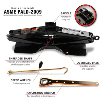 Performance Tool W1622 2 Ton SUV Scissor Jack with Ratchet Wrench - style: Scissor Jack