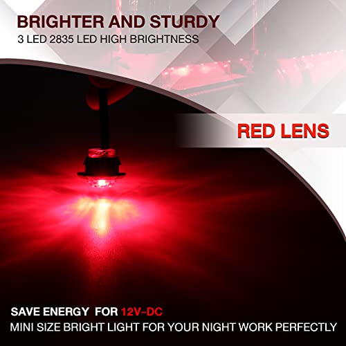 TMH 3/4 Inch Mount 10 pcs Amber + 10 pcs Red LED Clearance Bullet Side LED Marker Lights for Trailer Truck RV Car Bus Van (Pack of 20) - color: 10pcs Amber + 10pcs Red