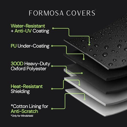 Formosa Covers XL Trike Motorcycle Cover - Cotton Windshield, Water-Resistant, All-Season, Heavy Duty - Fits Harley Davidson Triglide, Honda Gold Wing, California Sidecar, Kawasaki, Suzuki, Yamaha - size: Deluxe Trike