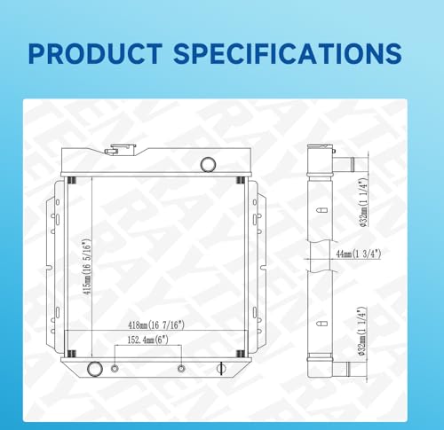 Rayten Radiator Compatible with 1960-1965 Ford Falcon 2.4L 2.8L L6 & 1964-1965 Ford Falcon Sedan Delivery 2.8L 3.3L L6 & 1965-1966 Ford Mustang 2.8L 3.3L L6 & 1960-1965 Mercury Comet 2.8L 3.3L L6 - size: RAD:1463