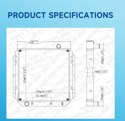 Rayten Radiator Compatible with 1960-1965 Ford Falcon 2.4L 2.8L L6 & 1964-1965 Ford Falcon Sedan Delivery 2.8L 3.3L L6 & 1965-1966 Ford Mustang 2.8L 3.3L L6 & 1960-1965 Mercury Comet 2.8L 3.3L L6 - size: RAD:1463