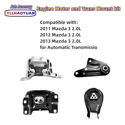 Yllhaoyuan Set of 4 Motor Mounts for Mazda 3 2.0L Automatic (2010-2013) - size: 2010-2013 Mazda 3 with 5 Speed 2.0L