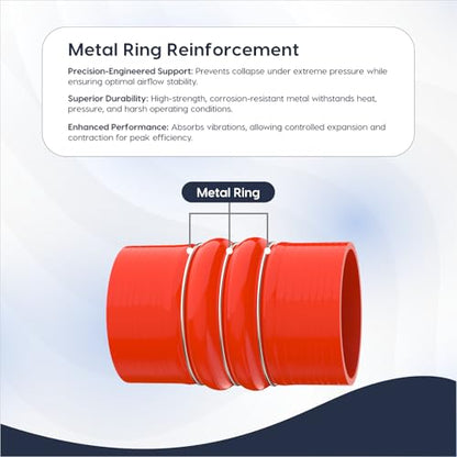 Endure 3.5"(89mm) Turbo Intercooler Hose, CAC Silicone 4-Ply - Red - color: Red, size: 3.5Inch-(89mm)
