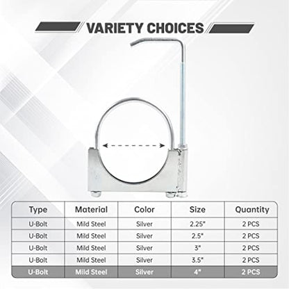 Exhaust Clamp With Hanger Fits 4" Exhaust Pipe, 2PCS - size: 4''