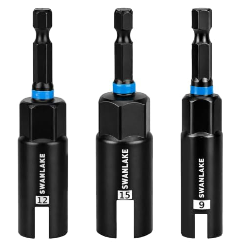 3-Piece Wing Nut Driver Set, 9mm, 12mm, 15mm, 1/4 Inch Hex Shank Power Nuts Driver Bit, Wing Nut Socket for Eye Bolt, Hook Bolt Installation, Wire Twisting - color: Wing Nut Driver Set Black