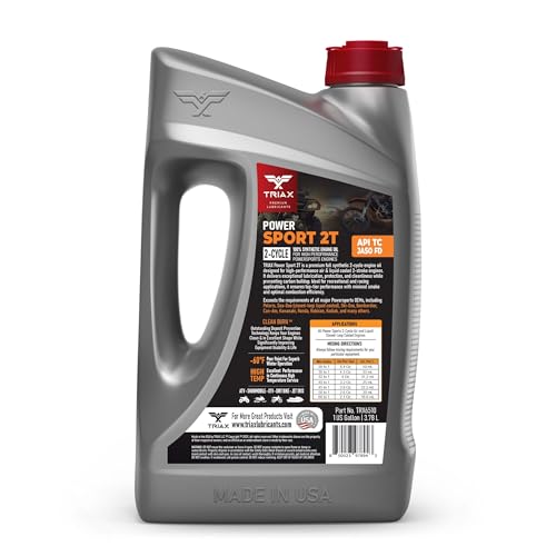 TRIAX Power Sport 2T Full Synthetic, All Season, 2 Cycle Engine Oil | For Powersports Premix & Direct Injector Engines in ATVs, UTVs, Snowmobiles, Wave Runners, JetSkis & Dirt Bikes (1 Gallon) - size: 1 Gallon