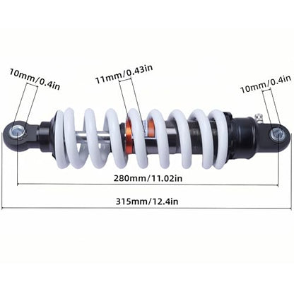 280mm 11inch Rear Shock Absorber 11mm Heavy-Duty Spring Max Load 600lbs for Honda XR70 SDG SSR Yamaha Suzuki Apollo TaoTao Stomp WPB Bucci Orion Dirt Bike ATV Quad Buggy Go Kart