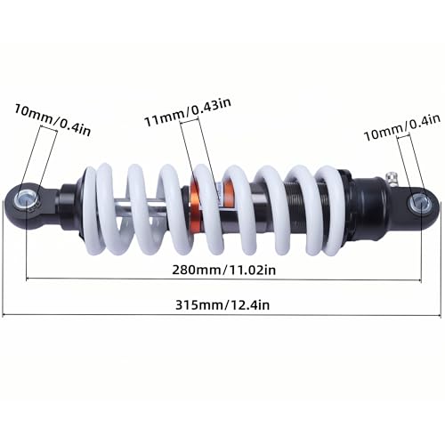 280mm 11inch Rear Shock Absorber 11mm Heavy-Duty Spring Max Load 600lbs for Honda XR70 SDG SSR Yamaha Suzuki Apollo TaoTao Stomp WPB Bucci Orion Dirt Bike ATV Quad Buggy Go Kart