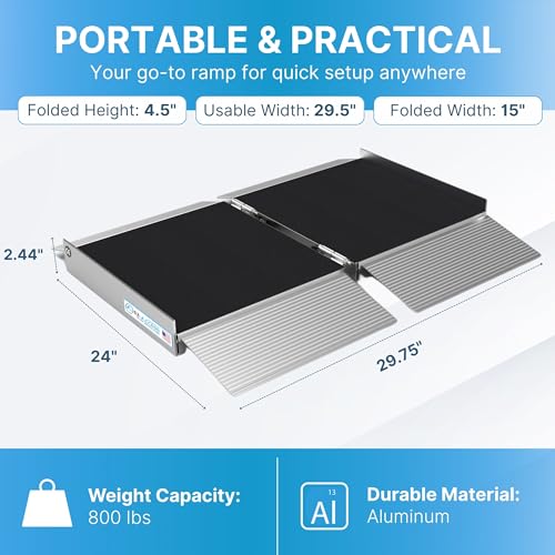EZ-ACCESS Suitcase Singlefold Portable Wheelchair Ramp - 2 ft - size: 2 Foot (Pack of 1), style: Applied Surface