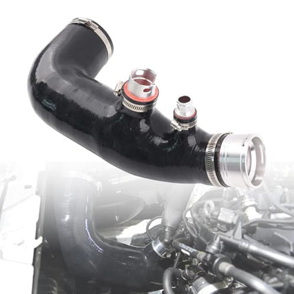 Turbo Inlet Pipe Compatible with BMW 320i 330i B48 2.0T G20 G21 Black Silicone & CNC Aluminum Performance Intake Hose