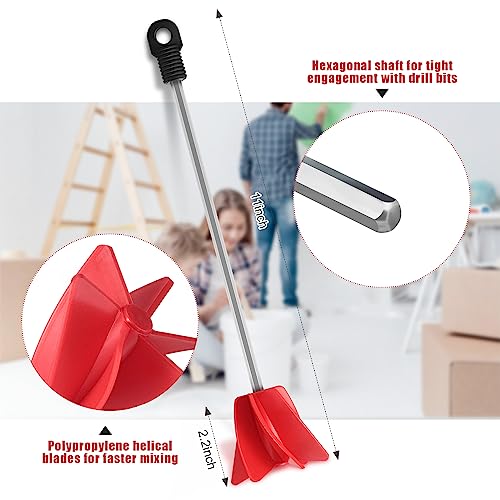 Loosh 6 Pcs 11" Paint Stirrer for Drill, Paint Mixer Attachment, Red - color: Red, size: 11"