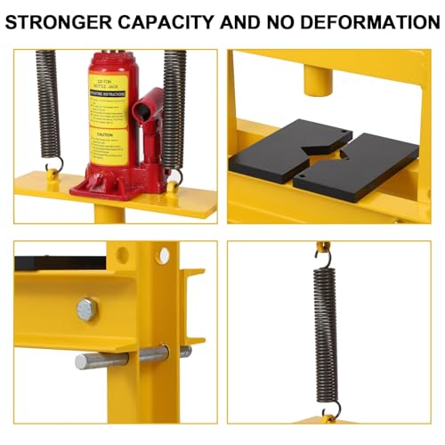 12 Ton Hydraulic H-Frame Shop Press – Adjustable Benchtop & Floor Mount – Press Plates Included – Heavy Duty for Garage, Bearing, Gear & Wheel Maintenance – 12T - size: 12T