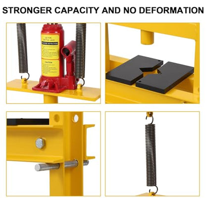 12 Ton Hydraulic H-Frame Shop Press – Adjustable Benchtop & Floor Mount – Press Plates Included – Heavy Duty for Garage, Bearing, Gear & Wheel Maintenance – 12T - size: 12T