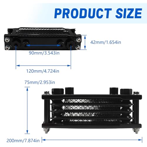 Motorcycle Engine Oil Cooler,Universal Engine Oil Cooling Kit for ATV Pit Bike Motorbike,Dirt Bike Oil Cooler Cooling Engine Radiator Kit Universal for 70cc 110cc 125cc 140cc Motorcycle - color: Black