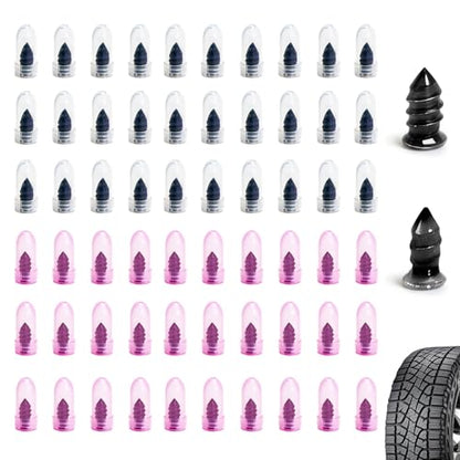 60 PCS Tire Repair Rubber Nail Kit, Self-Tapping Spiral Screws