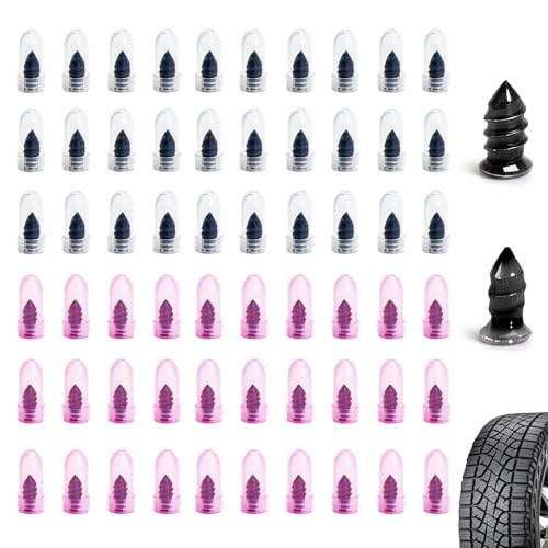 60 PCS Tire Repair Rubber Nail Kit, Self-Tapping Spiral Screws