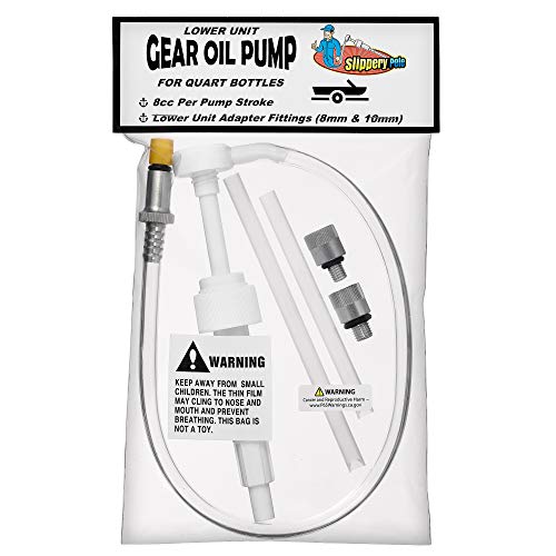 Slippery Pete - Lower Unit Gear Oil Pump for Standard Quart Bottles, Includes 3/8 inch Metal Swivel, 8mm and 10mm Adapters Fit Most Marine Boat Outboard Motors (NOT COMPATIBLE WITH VOLVO PENTA) - size: 28mm