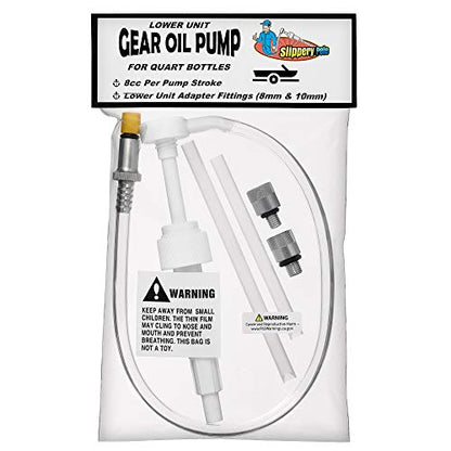 Slippery Pete - Lower Unit Gear Oil Pump for Standard Quart Bottles, Includes 3/8 inch Metal Swivel, 8mm and 10mm Adapters Fit Most Marine Boat Outboard Motors (NOT COMPATIBLE WITH VOLVO PENTA) - size: 28mm