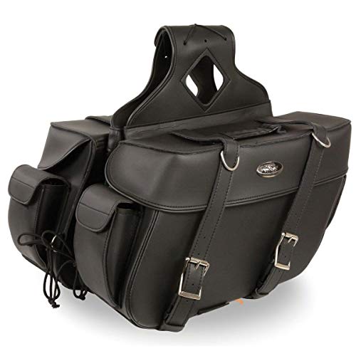 Milwaukee Leather PVC 2-Strap Throw-Over Easy Zip off and off Motorcycle Saddlebags - LG - color: SH57401ZB-BLACK, size: Large