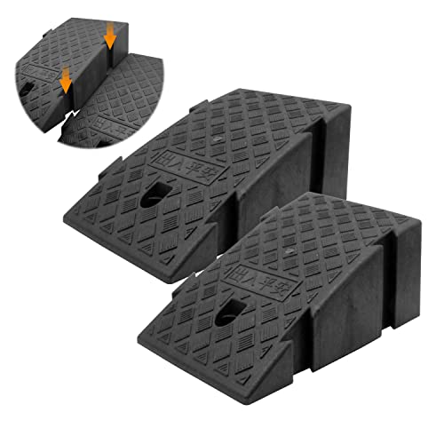YYDS Curb Ramp, 6" 7" Rise Height 2 Pack,Heavy Duty Plastic Ramps,Interlock Curb Ramps for Driveway,Threshold Ramp for Sidewalk,Driveway,Car, Scooter, Bike, Motorcycle (6 inch high) - size: 6 inch high