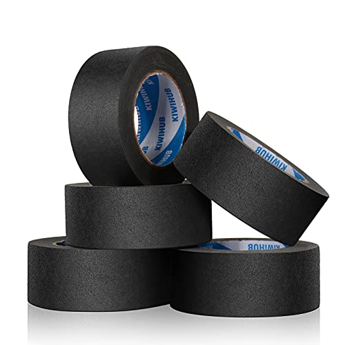 Black Painters Tape, 2 in x 60 yd x 5 Rolls(300 Yards Total) - color: Black