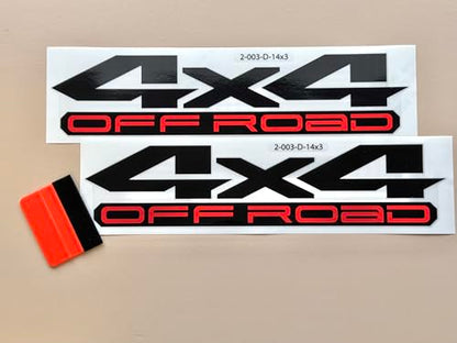 2 Pieces - Black & Red 4x4 Offroad Four Wheel Drive Sticker Decals, Replacement for Truck Bed, SUV, Off Road Vehicle, Weatherproof, Size 14 x 3 in. - color: Black & Red