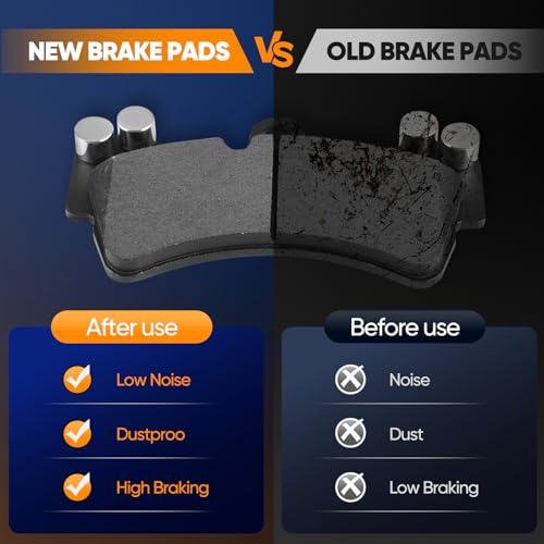 Brake Pads,ECCPP 8pcs Ceramic Disc Brake Kits Fit For Audi For Q7 2007-2015 - size: Front D1014-8366 + Rear D978-7908