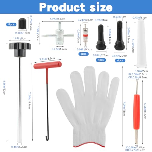 Tire Valve Stem & Core Removal Replacement Tool Kit without Tire Removal