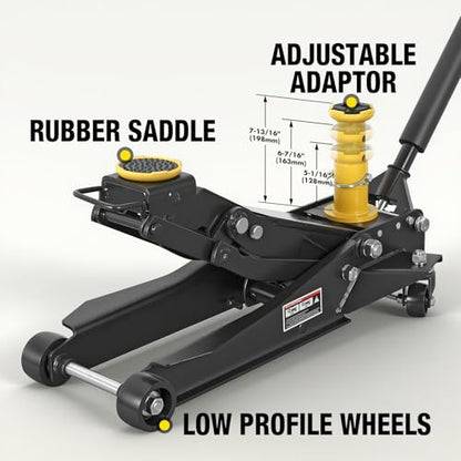YELLOW JACKET Foldable Floor Jack 3 Ton Low and High Profile Professional Service Jack with Dual Piston Quick Lift Pump, Home and Workshop Car Maintenance for Various Vehicles - size: 3 ton foldable
