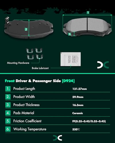 SCITOO D924 D813 Front Rear Ceramic Brake Pads Sets For Elantra 2007-2009 - size: Front D924 + Rear D813