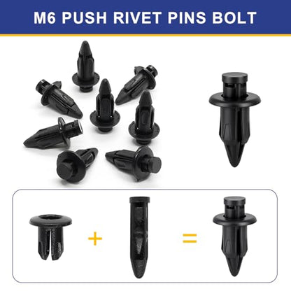 Plastic Rivets, 120pcs Plastic Push Pin Clips Body Rivets Compatible with UTV ATV Motorcycle M6 M7 M8 Retainer Fastener Replace 7661855 Fits for Polaris Honda Kawasaki Suzuki Yamaha