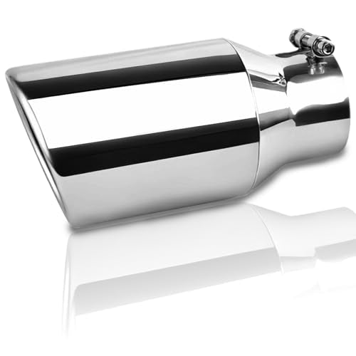 Mupera 3 Inch Inlet Exhaust Tip, 4.5" Outlet, 9" Long - size: 3" Inlet 4.5" Outlet 9" Length Silver
