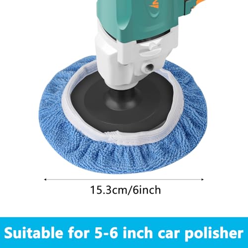 24 Pieces Car Orbital Buffer Polisher Pad, 5-6 Inches Bonnet Microfiber Max Bonnet Polishing Buffing Pad Cover