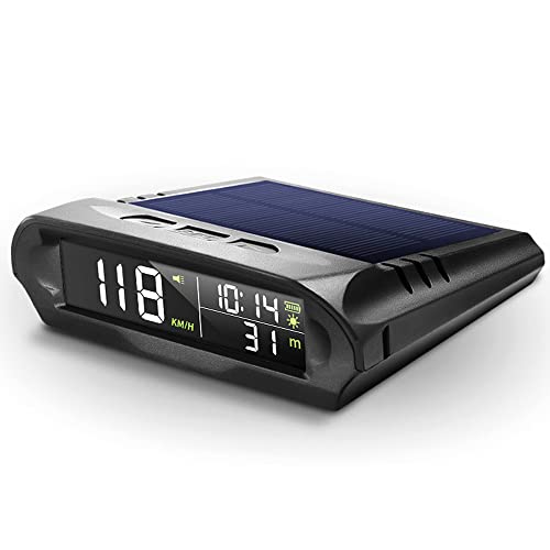 Car Wireless Headup Display Solar GPS Digital Speedometer with LCD Screen Overspeed Alarm KMH/MPH Time/Altitude/Temperature/Speed Display