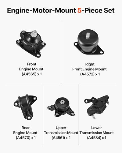 VEVOR Engine Motor Mount , Set of 5, Compatible with 2008-2012 Honda Accord 2.4L L4 and 2009-2013 Acura TSX 2.4L, Replace OE# A4565 A4572 A4570 A4584 A4561 - size: 2008-2012 Honda Accord 2.4L