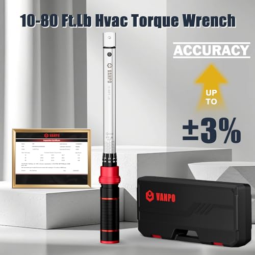 VANPO HVAC Torque Wrench 10–80 Ft-lb, 9×12mm, for Mini Split AC - size: 9×12mm (10-80 Ft-Lb)